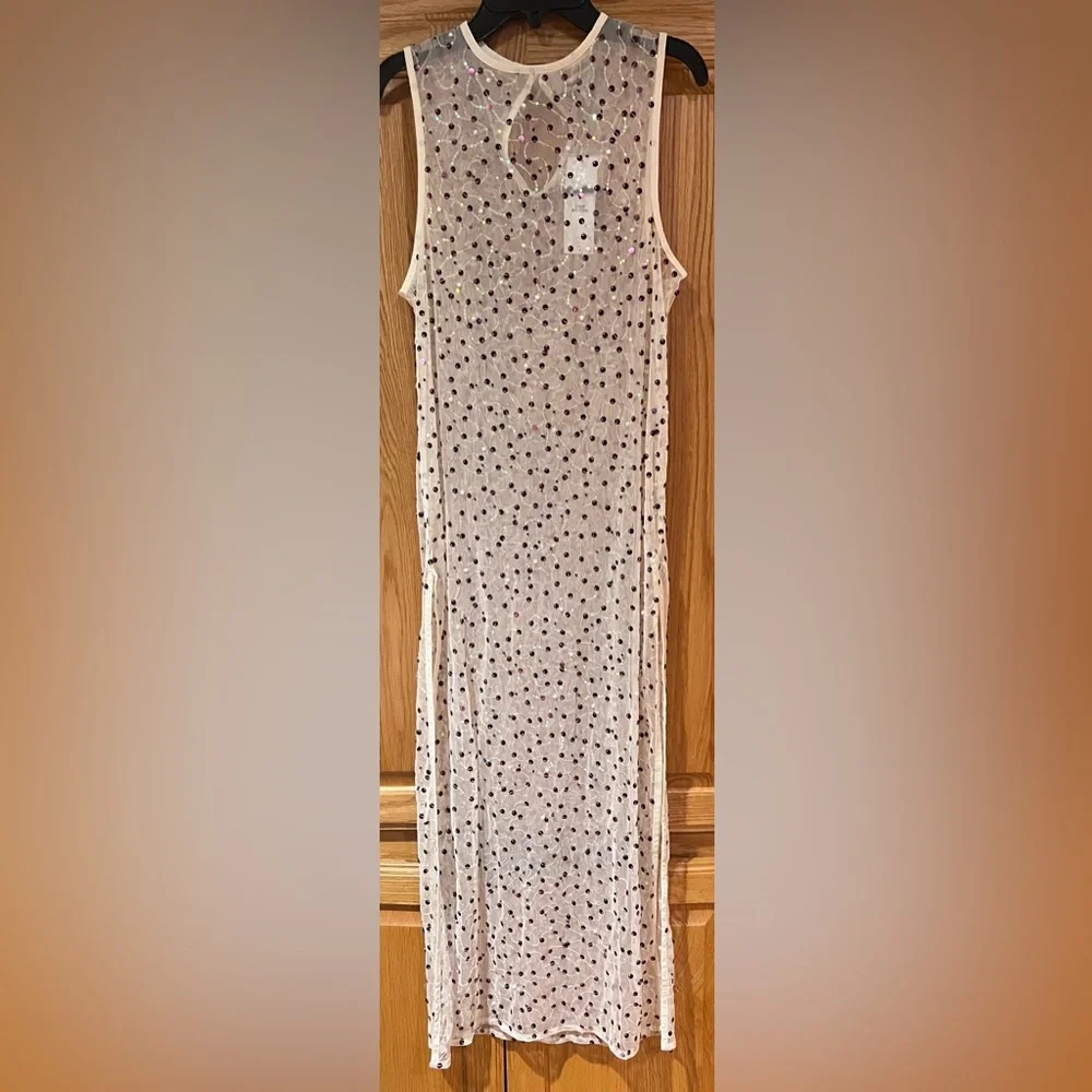 Urban‎ Outfitters Hunter Sheer Sequin Beaded High Leg Slit Midi Dress Size Small